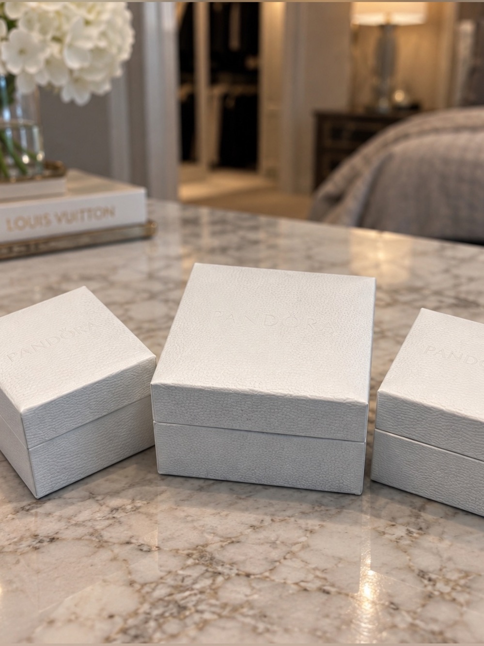 Pandora Jewelry Box Set of 3 White Boxes